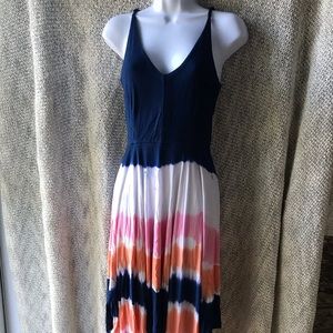 Tie dye low back handkerchief cut dress